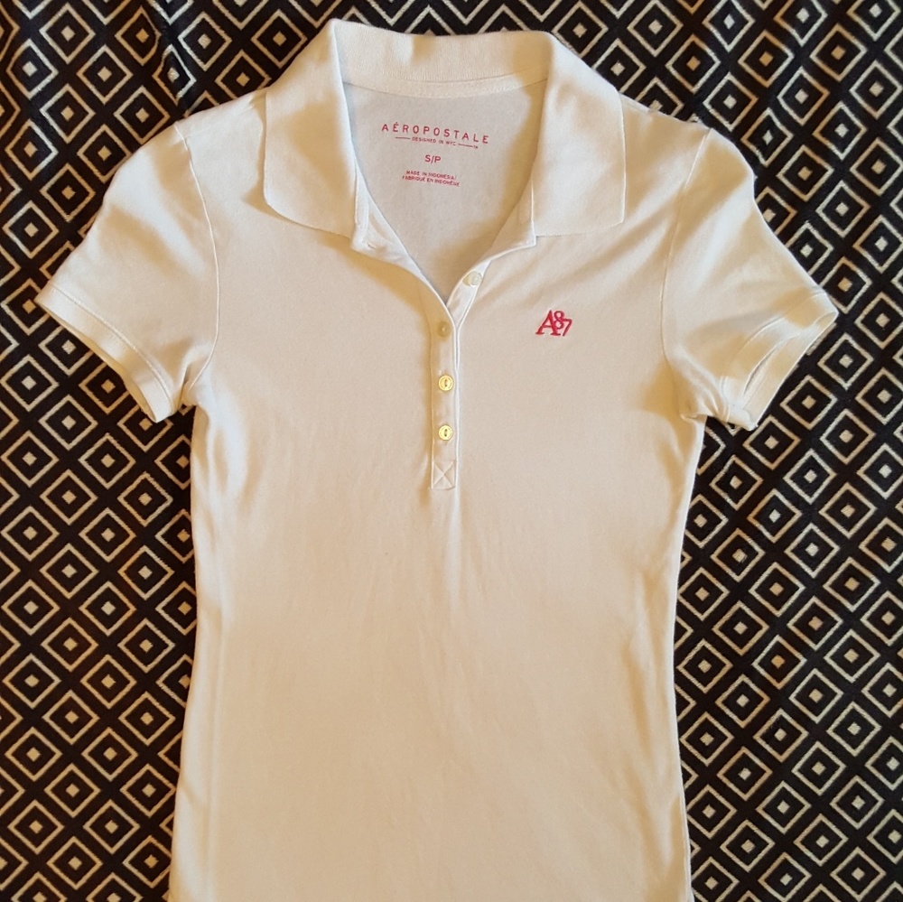 Aeropostale -  S/P,  Jr/Women - White Polo